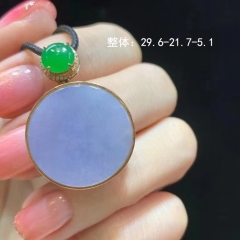 紫罗兰翡翠圆牌吊坠 12