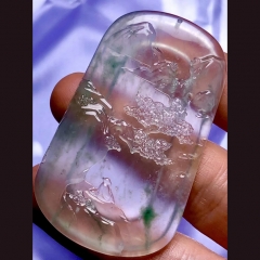 玻璃底翡翠山水牌， 德艺
