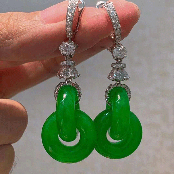 翡翠环环相扣，种色佳 裸石：25-18.5-6mm 喜询_石晶缘珠宝翡翠网