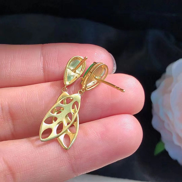 金枝玉叶翡翠耳环 这个设计真的很美，古典又时尚_翡翠种水等级划分-石晶缘珠宝