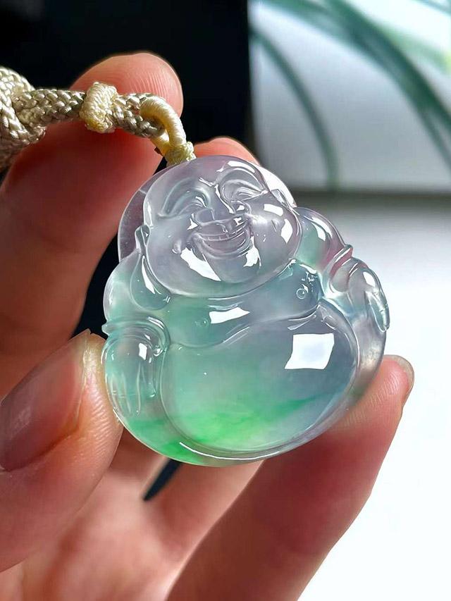 底色翡翠佛公干净，清透，非常地饱满厚实_翡翠手镯-石晶缘珠宝